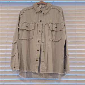 Elan ROCK & ROLL Frayed Edge Button-Up Shirt